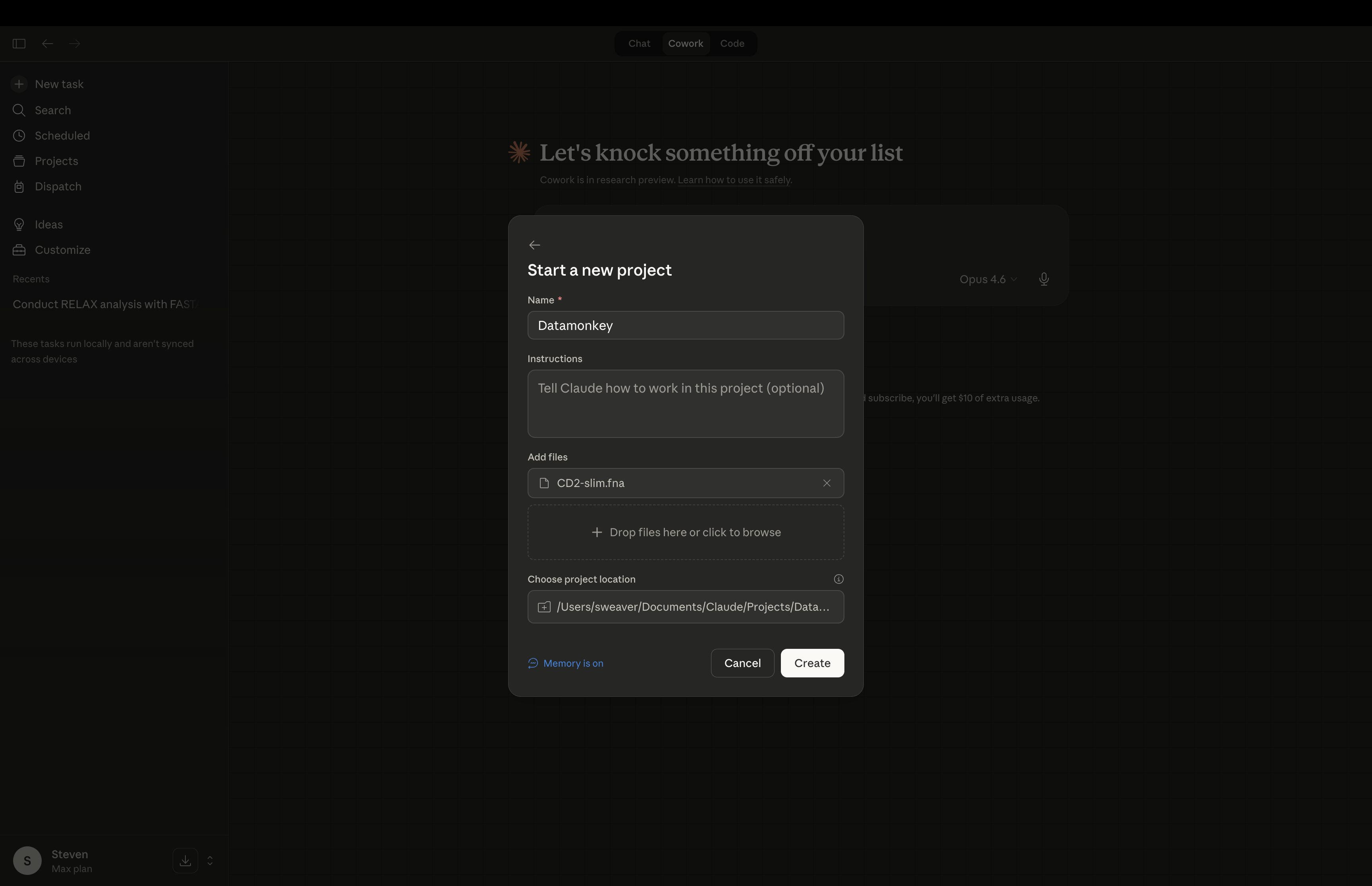 Configuring the new project with an alignment file